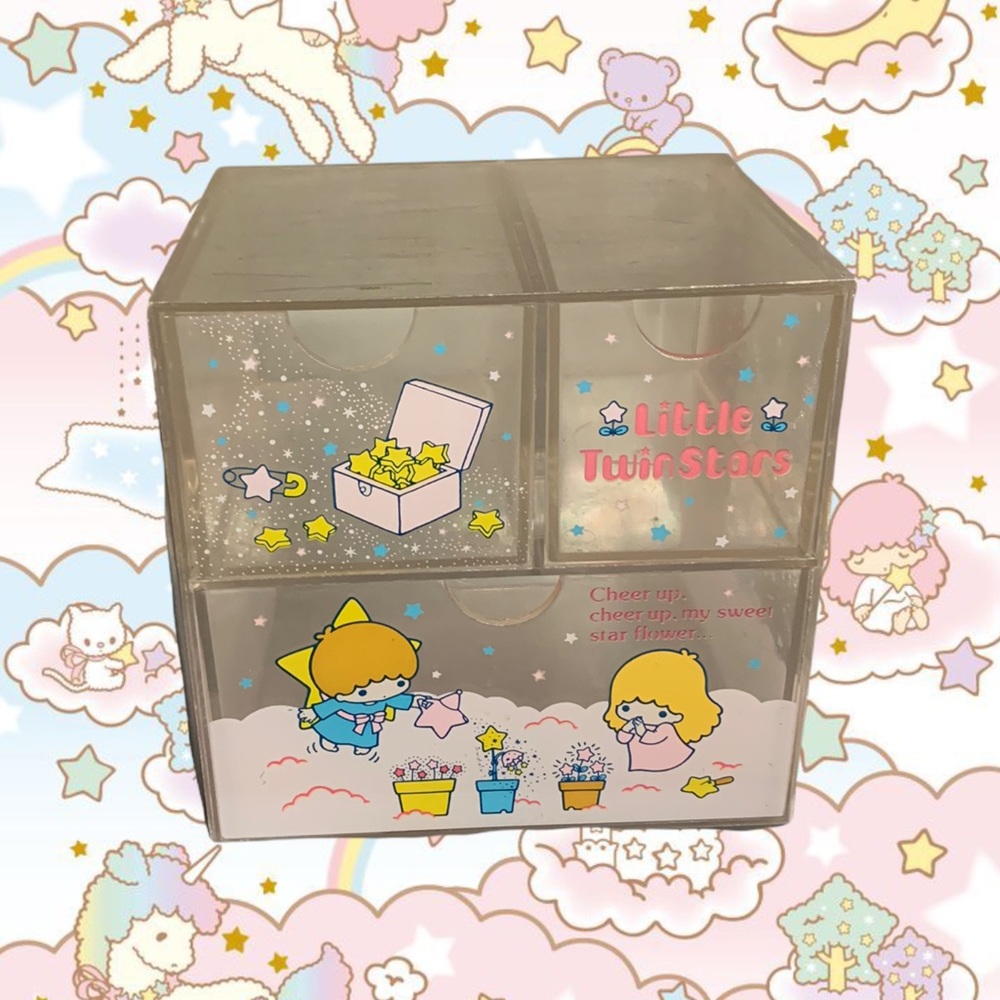 1976 Little Twin Stars clear acrylic jewelry box by Sanrio